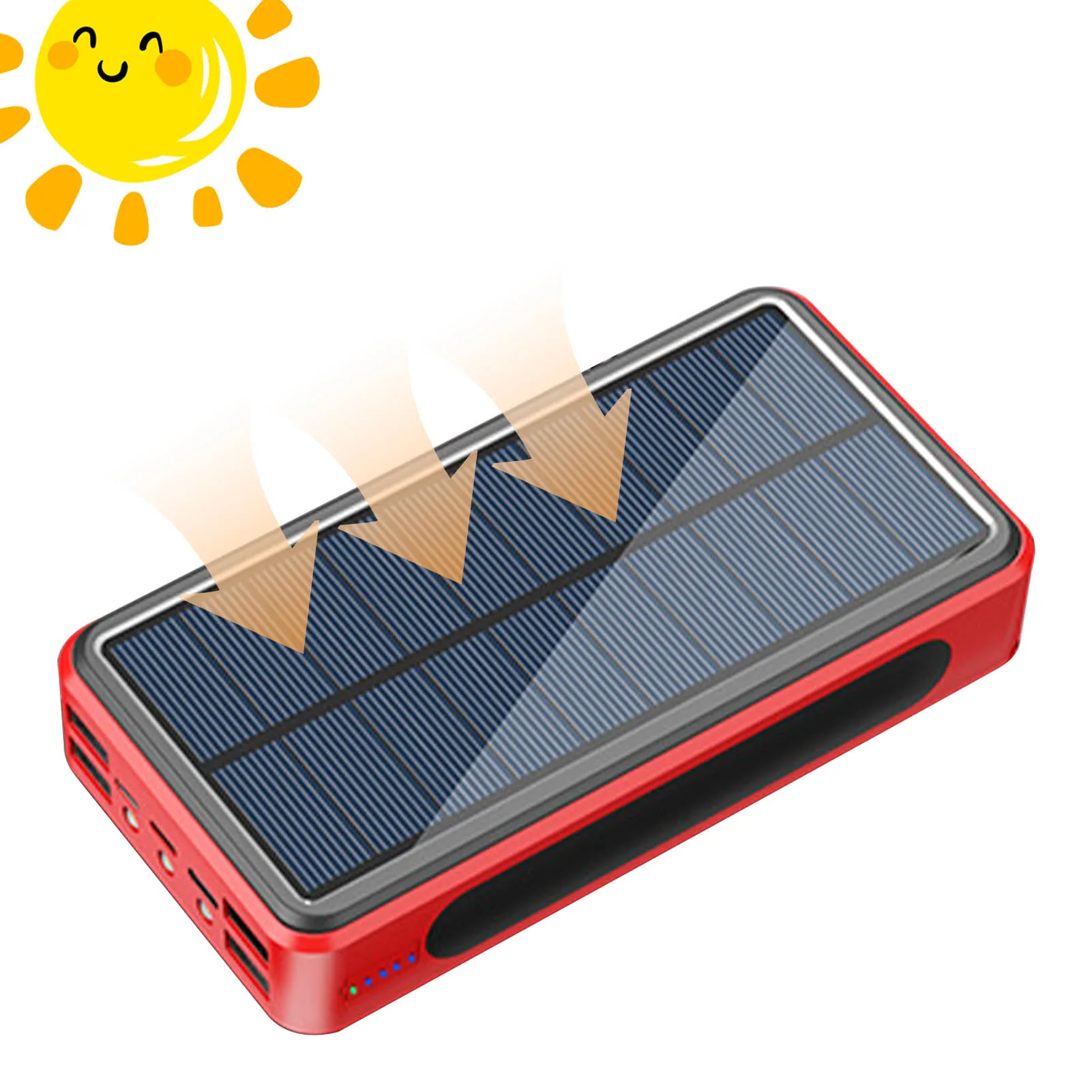 Solar Charger Power Bank Lightweight Solar Phone Charger With Solar Panel High Capacity Solar Charger For Phones Tablets Hiking