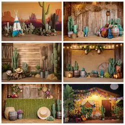 West Party Backdrop Cactus Tent Decor Western Cowboy Birthday Baby Portrait Photography Background Banner Photo Studio Props