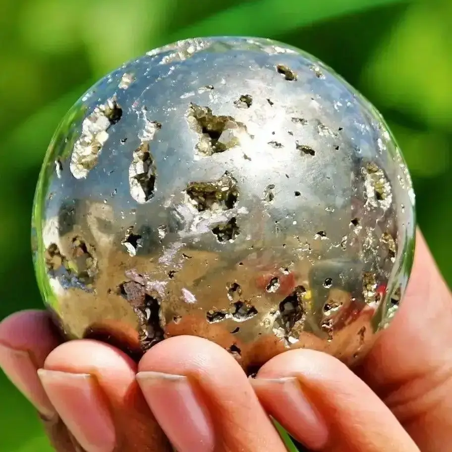 

Natural Pyrite Sphere Stone Ball crystal Mineral Quartz Specimen Healing