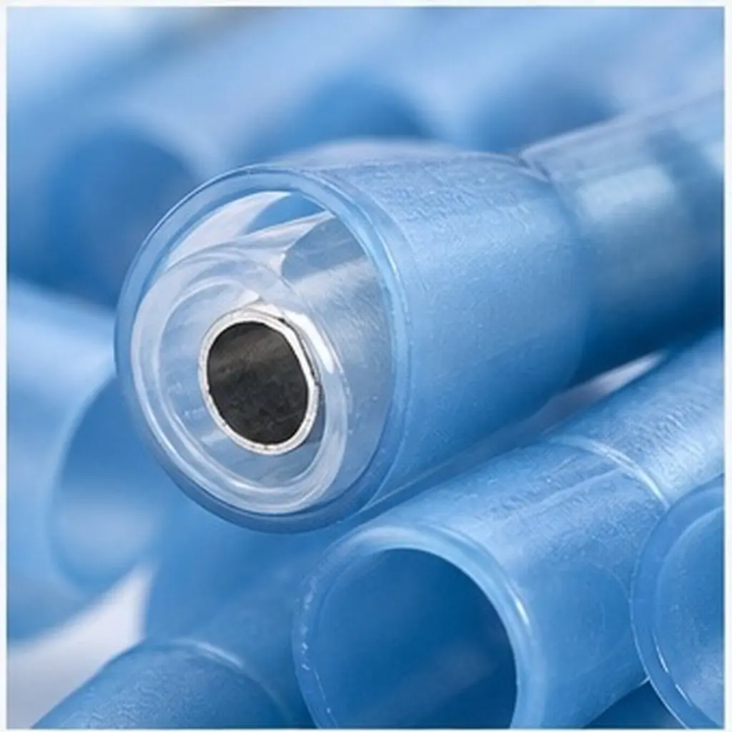 100Pcs Heat Shrink Butt Wire Terminals Blue Dual Wall Waterproof Crimp Connectors 1.5-2.5mm Corrosion Resistant Cable Repair