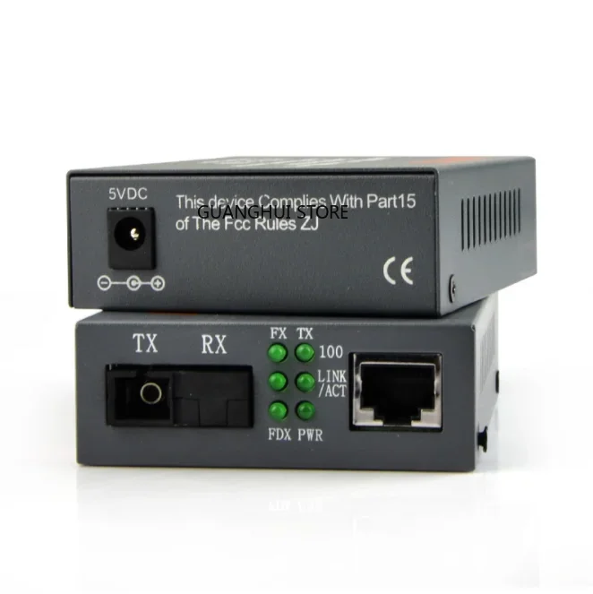 1 Pair Media Converter HTB-3100 Fiber Optical Single Mode Single Fiber SC Port 20KM External Power Supply 10/100M