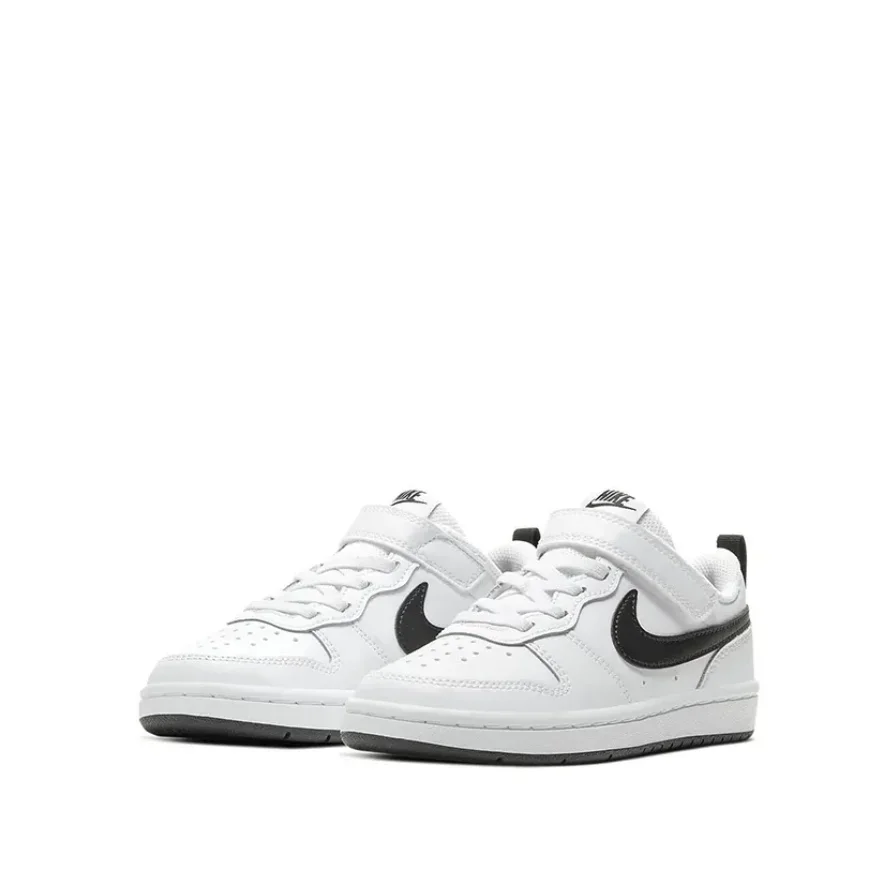 Nike-Baskets Court Borough Low 2, blanches et noires, pour enfants et enfants d'âge moyen