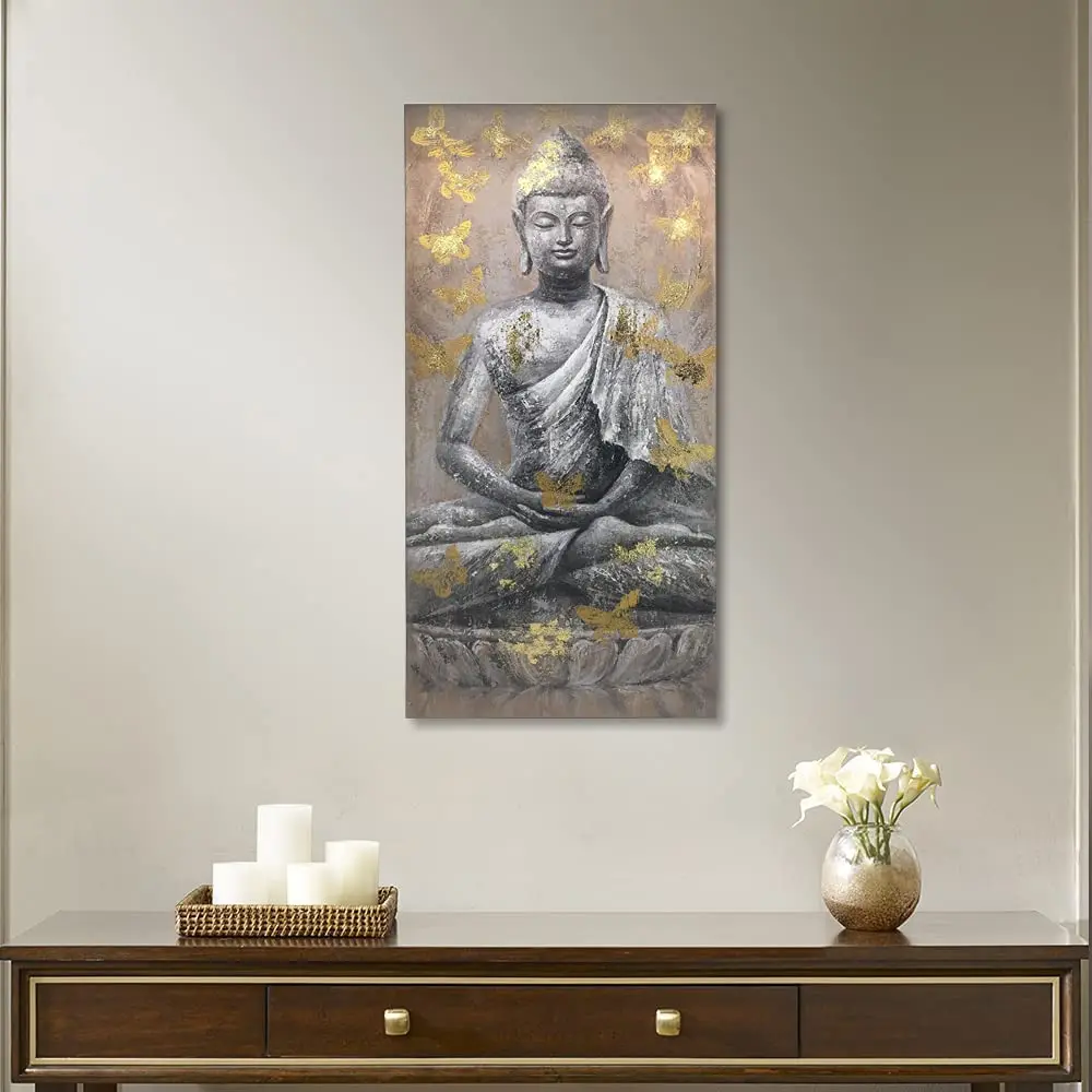 Buddha canvas wall art Picture Buddhist statue sitting inspirational poster Zen meditation home decor bathroom bedroom decor