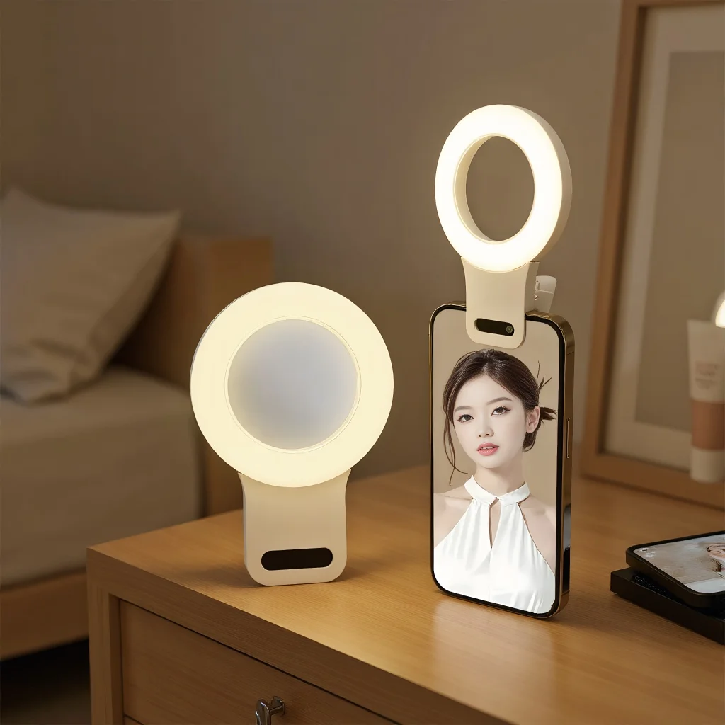 

Портативная светодиодная заполняющая лампа для селфи — кольцевая лампа с зажимом и USB-зарядкой для живого видео и фотографии