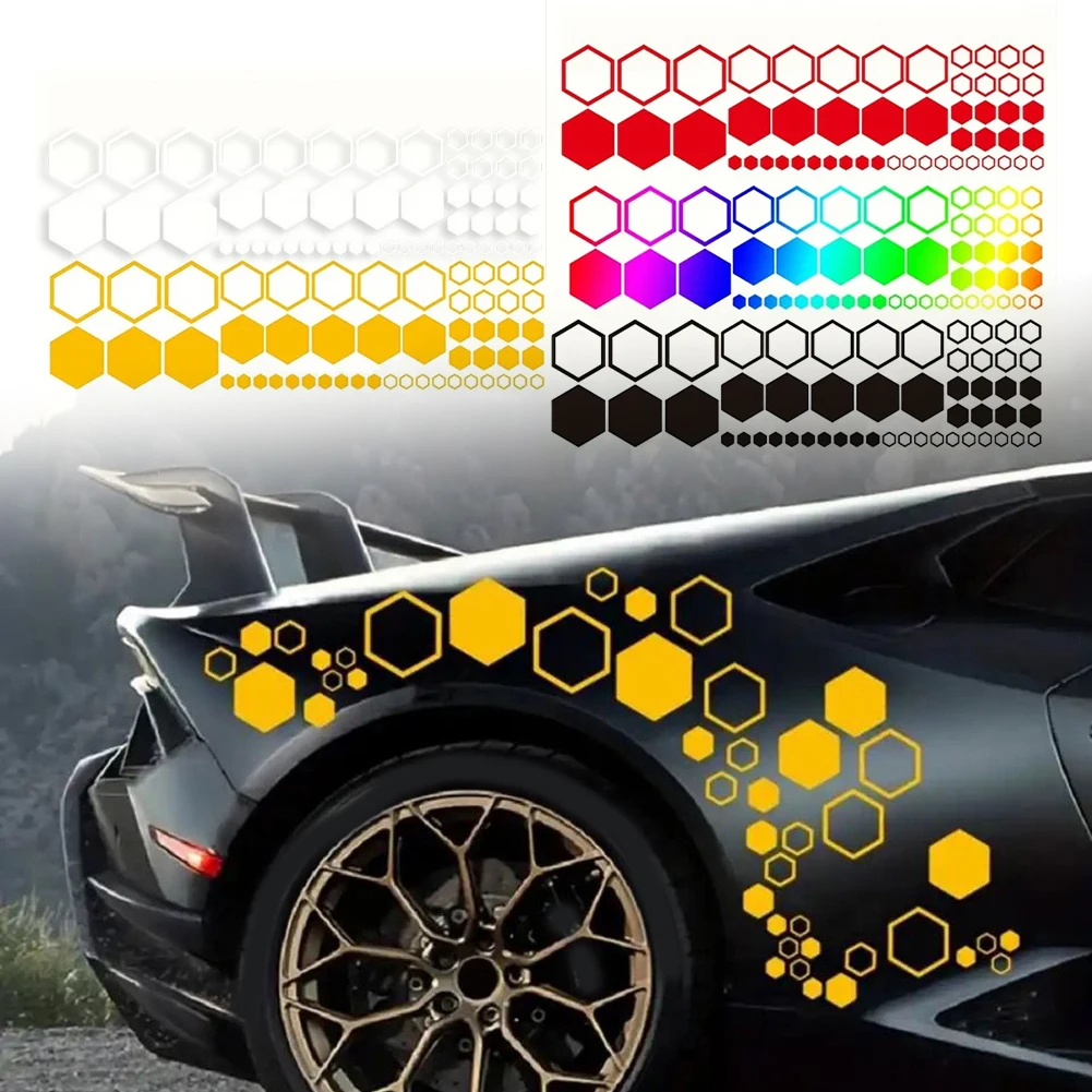 

104PCS Car Honeycomb-Stickers DIY Racing Body Decorative Stripes Cars SUV Truck Waterproof Vinyl Decals