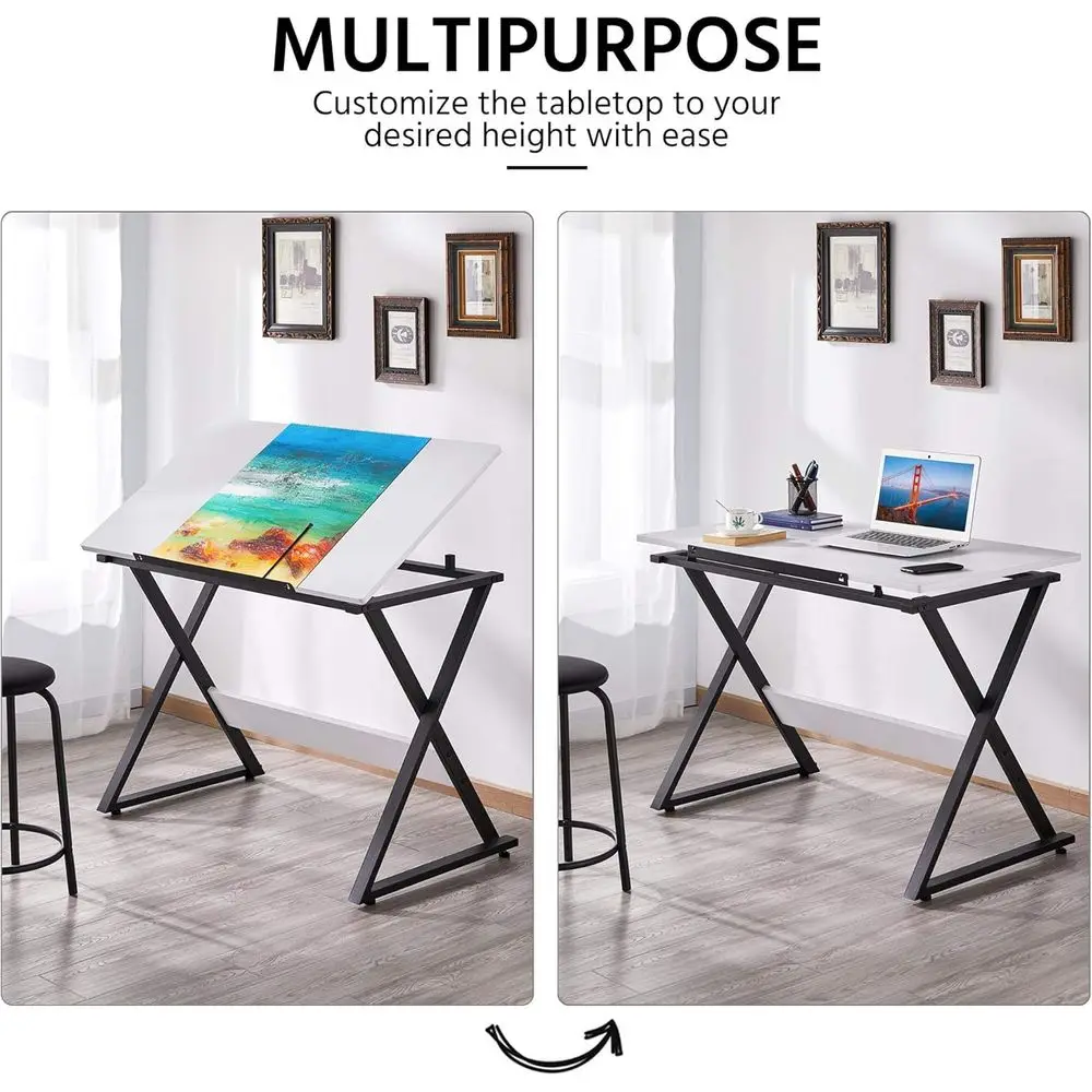 Drating Table or Artists Art Desk Ding Painting Studying Table w/ed Tabletop Art Crat Work Station or Adults Home Oice School Us view 5