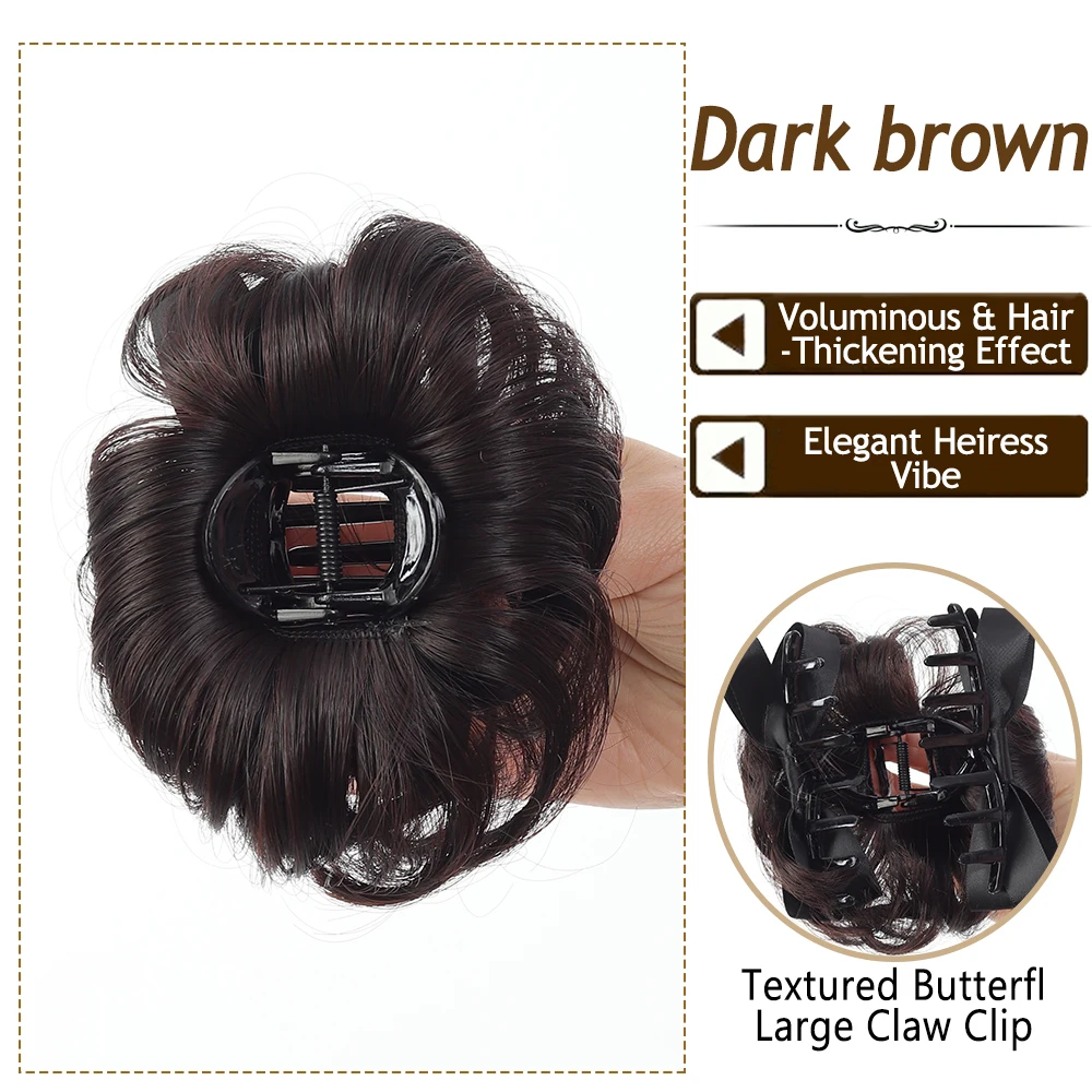 EAST Synthetic Hair Claw-Clip Bun | Bow Updo High Ponytail | Natural Fluffy Voluminous Hair Bun Piece for Women