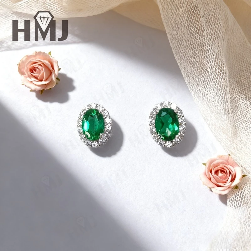 ルビー/サファイア/ラボグロウン コロンビアエメラルド オーバルカット イヤリング エレガント VVS1 ジェムストーン ジュエリー 女性へのクリスマスやイースターのギフトに最適