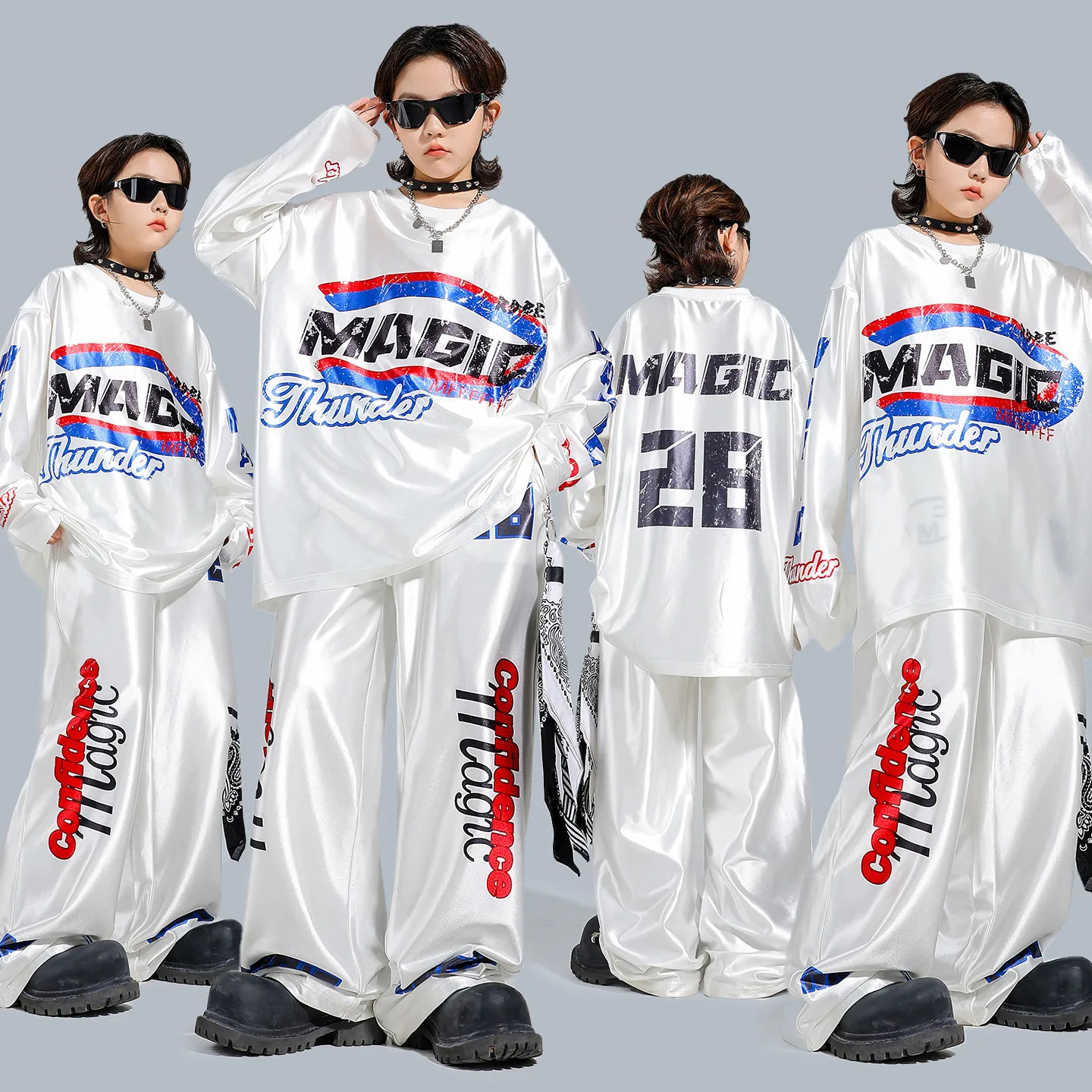Boys Jazz Dance Performance Costumes Loose Sweatshirt Baggy Pants Cool Kpop Outfits Group Modern Hip Hop Street Dance Clothing
