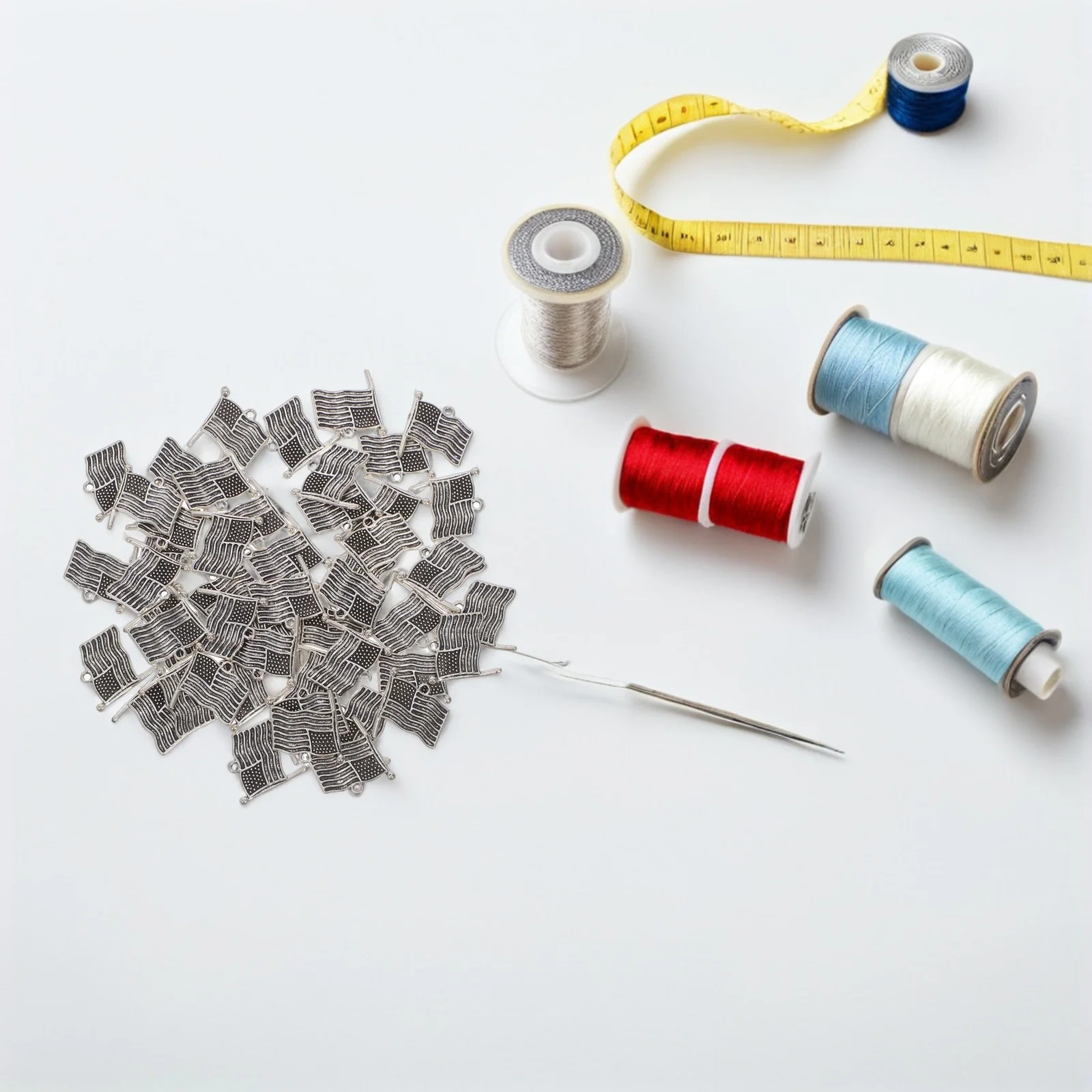 

50Pcs Vintage Flag Charms Iron Pendants Retro Style Hanging Charms for Bracelets Necklaces DIY Jewelry Making Accessories