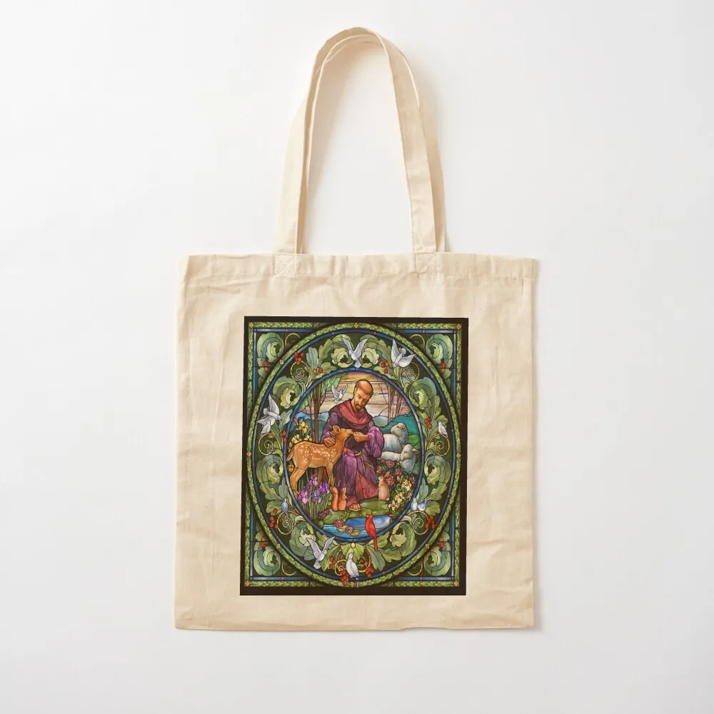 St. Francis of Assisi Stained Glass Tote Bag sacs de shopping shopper bag women canvas Canvas bag for women