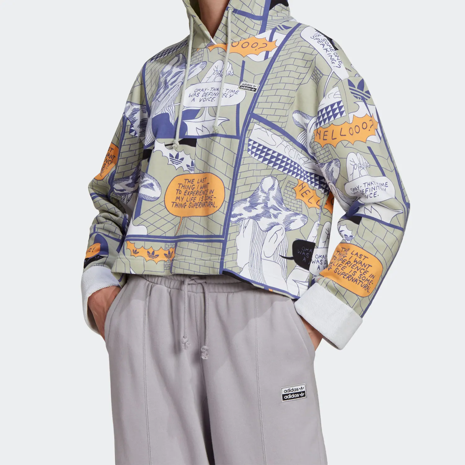 

Adidas Authentic Trefoil Women's Short Hoodie with Graffiti Print GN4259