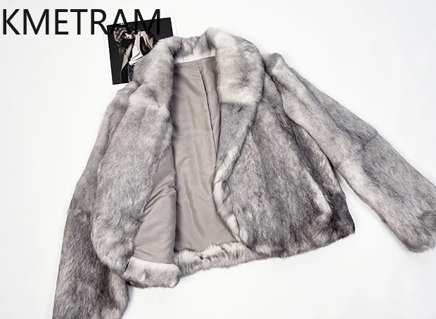 معطف فرو أرنب الثلج الأنجورا الطبيعي للنساء فاخر فضي ورمادي قصير معاطف من الفرو الحقيقي ملابس شتوية عالية الجودة للسيدات 2025 schuba