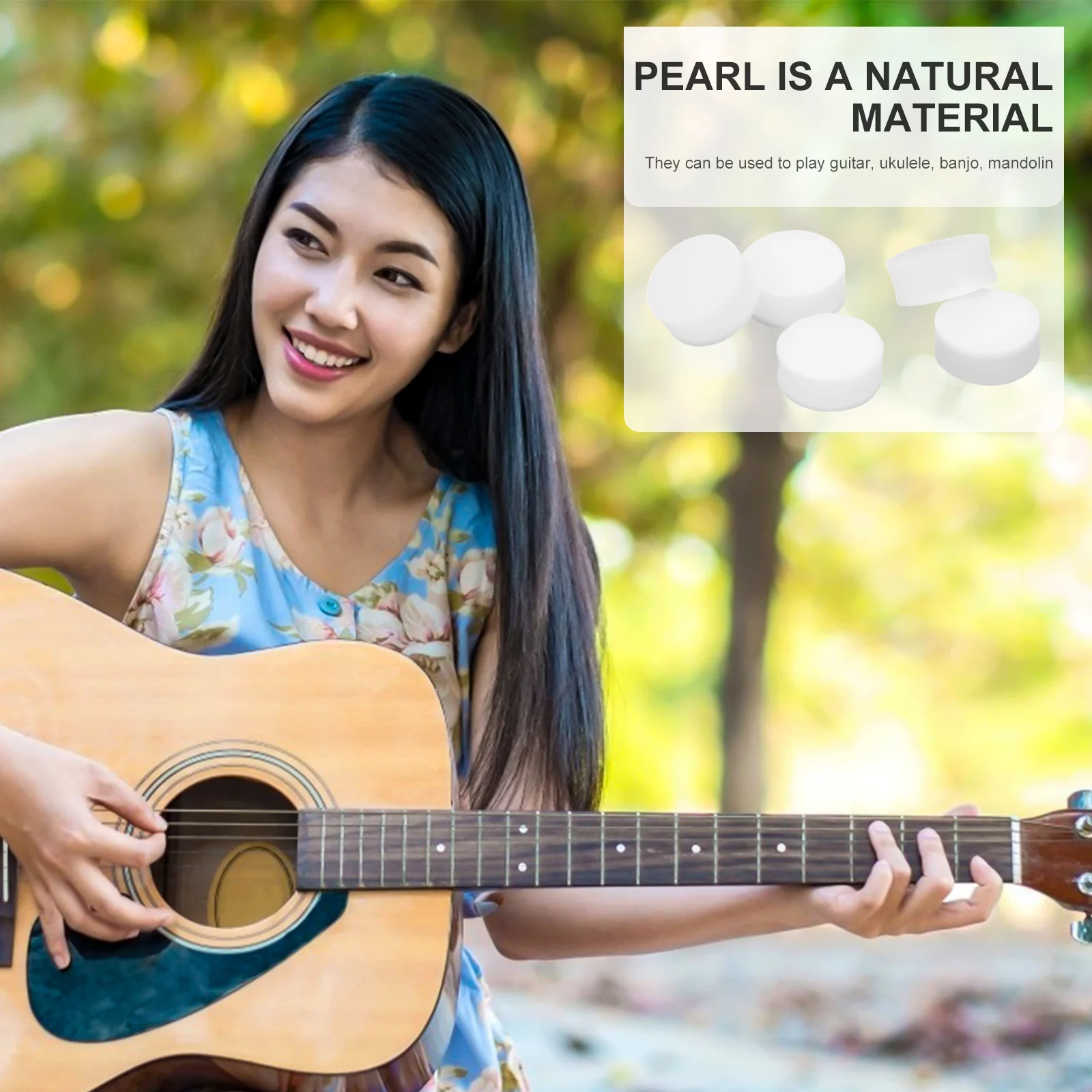 

20Pcs Natural Shell Guitar Inlay Points Round Binding Dots Fingerboard Material for Acoustic Classical Guitar Mandolin Fret