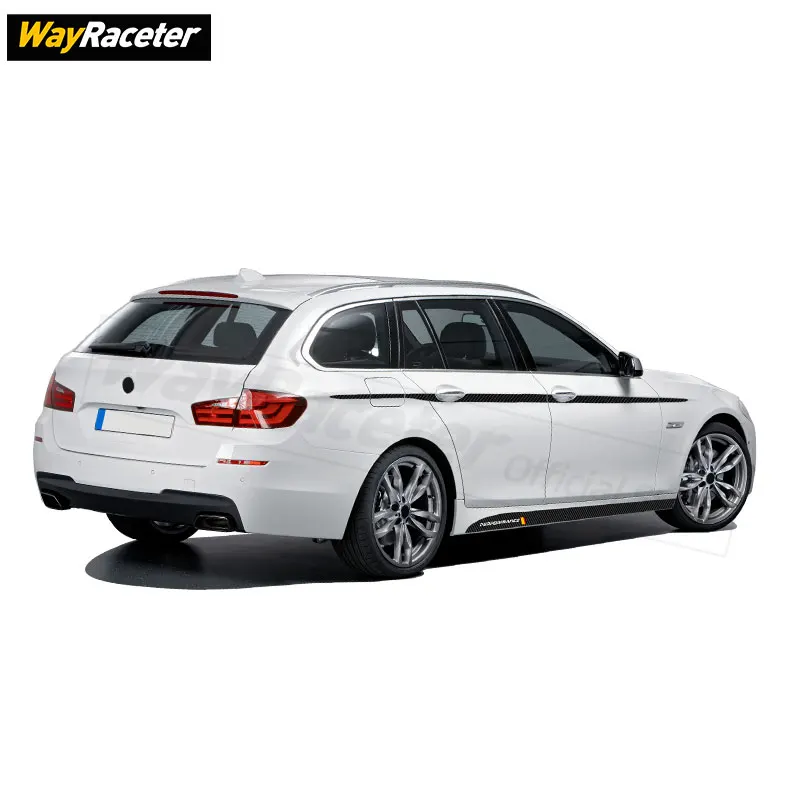 م أداء الباب الجانب تنورة ملصق ألياف الكربون الفينيل الخصر خط العلوي المشارب ملصق مائي لسيارات BMW 5 سلسلة F10 سيدان F11 بجولة
