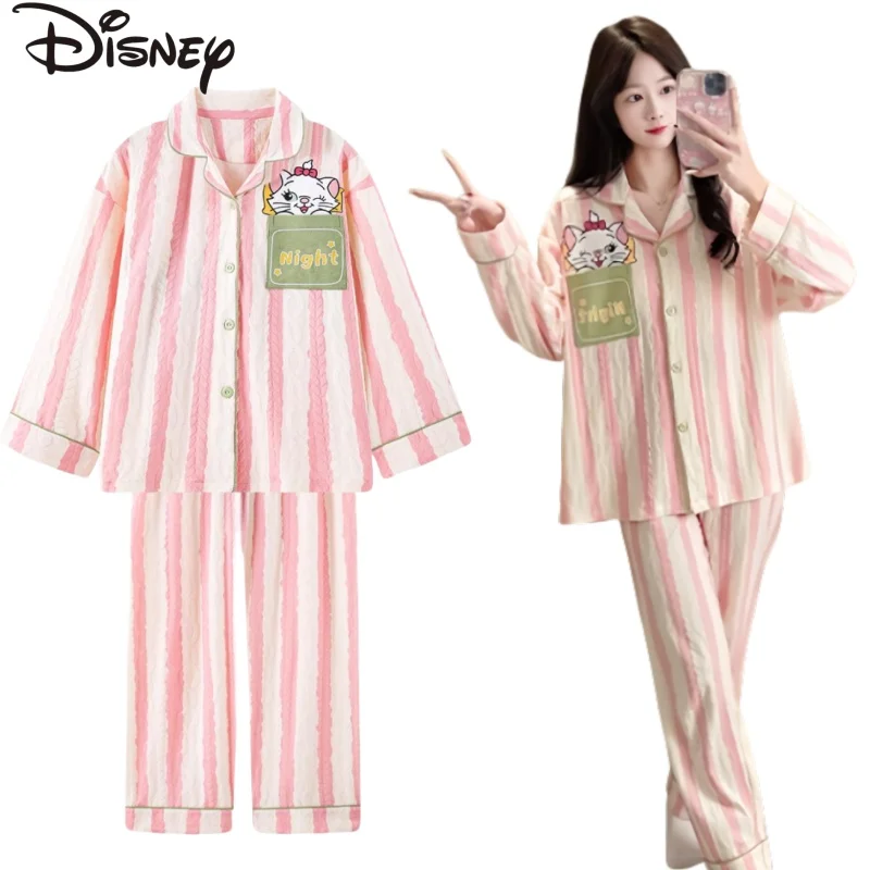 

Хлопковая домашняя одежда Disney с рисунком кота Диснея Марии, пижамы, повседневная модная носимая одежда с длинными рукавами и брюками, праздничные подарки