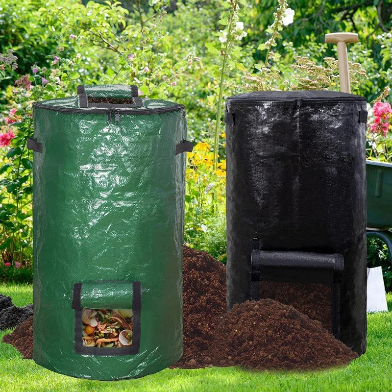 

Thickened PE Compost Bag Homemade Nutrient Soil Woven Bags For Deciduous Weeds Compost Barrel High Quality Gardening Tools