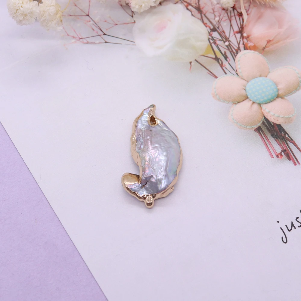 

Natural Freshwater Pearl Connector Pendant Irregularfor Jewelry Making DIY Accessories Fit Necklace Earring Gifts for Women