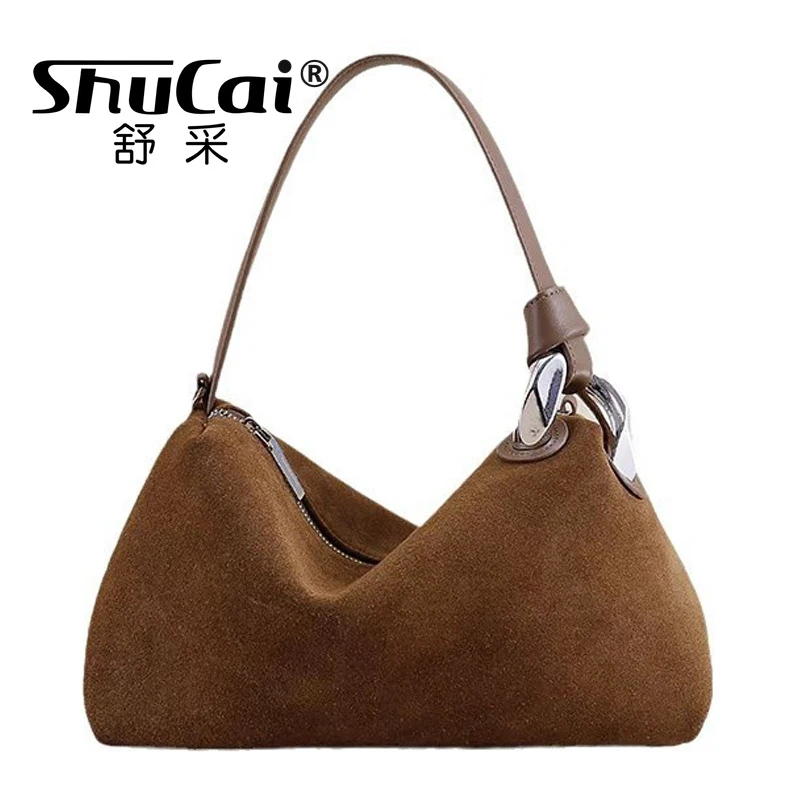 Ladies Matte Suede Leather Pillow Tote High Quality Women Brown Coffee Handbag Winter Autumn Female Shoulder Crossbody Bag Red