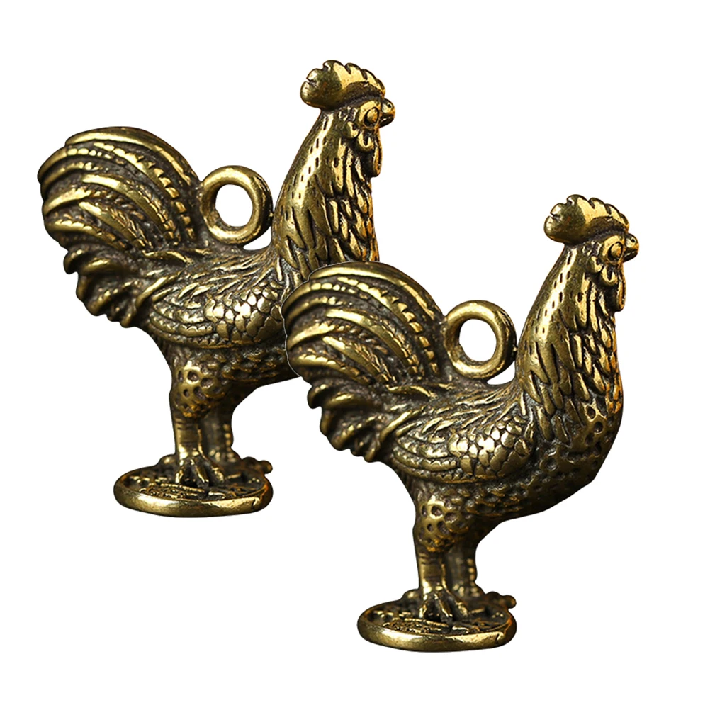 

2Pcs Zodiac Rooster Key Pendant Brass Keychain Creative Gift for Friends Durable Lightweight Key Holder Chinese Style Keychain