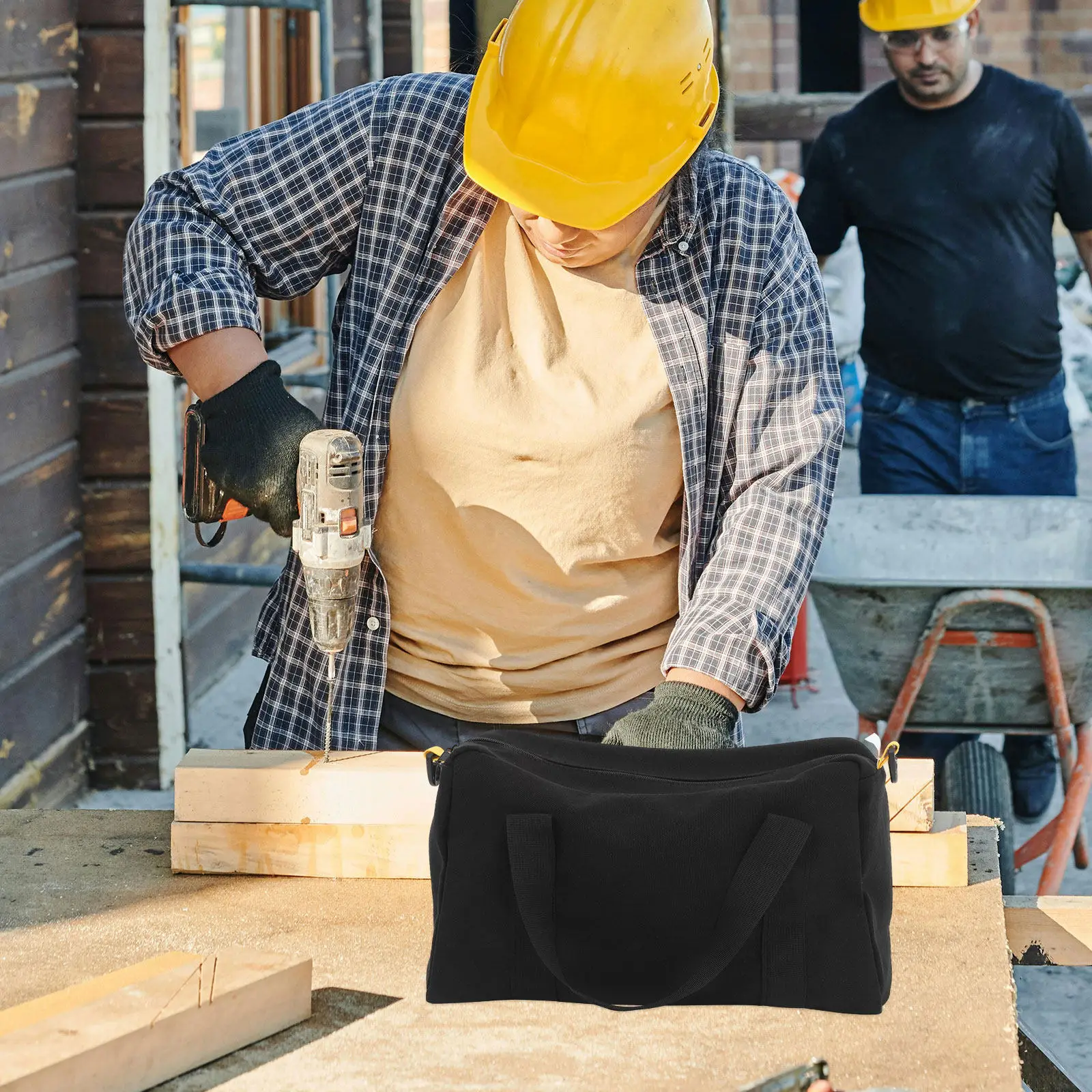 Large Capacity Canvas Tool Bag Portable Handheld Repair Tool Pouch for Electricians Mechanics Construction Workers