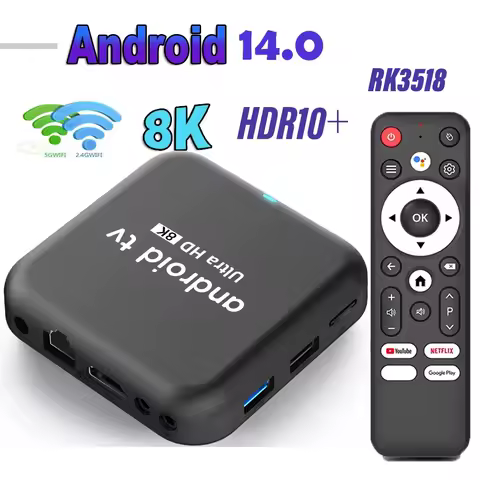 Smart TV Box 8GB 128GB Android 14 ATV RK3518 Google Assistant 8K Video Bluetooth5.4 HDR10 Media Player Q18 Very Fast Set Top Box