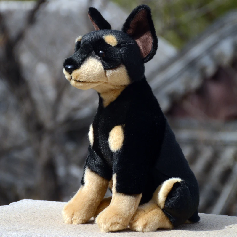 Durbin muñeco de peluche de Anime de alta fidelidad, muñeco de peluche de perro Pinscher, Doberman, simulación de animales realistas, regalo de juguete Kawai