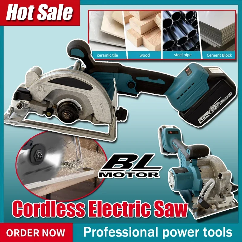 

125mm Cordless Circular Saw 5000rpm Brushless Woodworking Saw 45degree Cut Adjustment Circular Saw For Makita 18V Battery