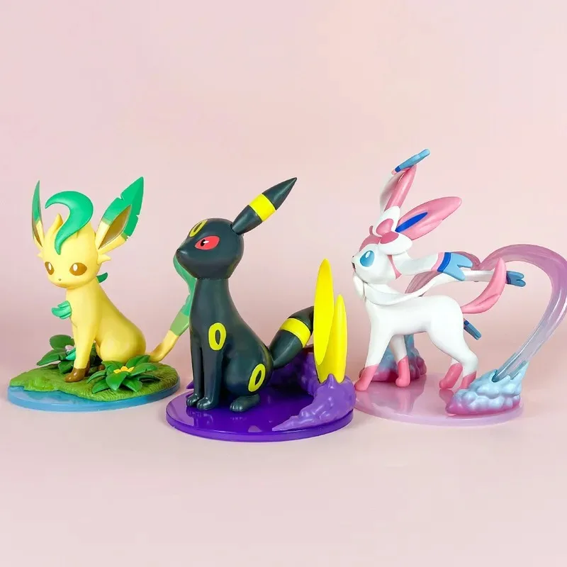 新しいアニメポケモンかわいいシルベオンアンブレオンリーフェオン像フィギュアモデルコレクションかわいい卓上装飾品おもちゃ女の子の誕生日プレゼント