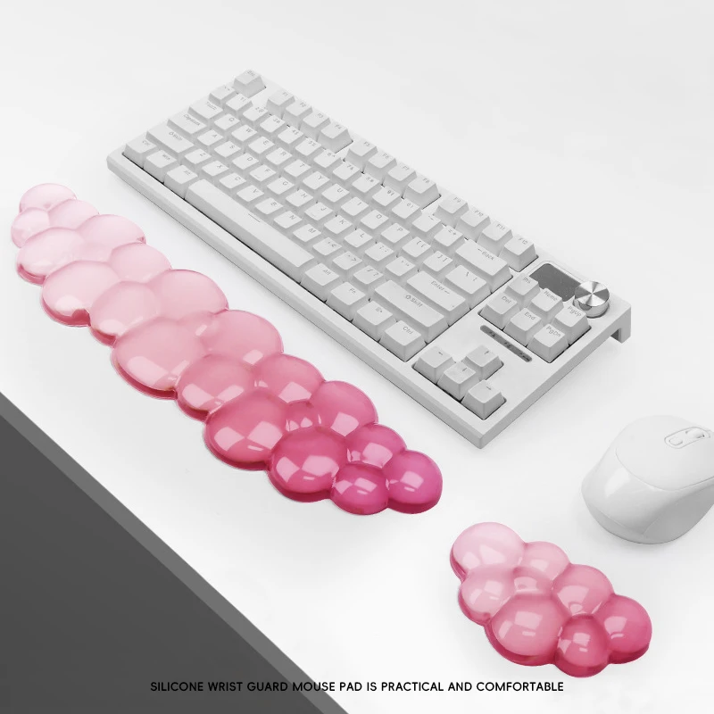 

Cloud Wrist Rest for Keyboard and Mouse Clear Wrist Rest Transparent Ergonomic Cute Mouse Wrist Pad Silicone Non-Slip Wrist Pad