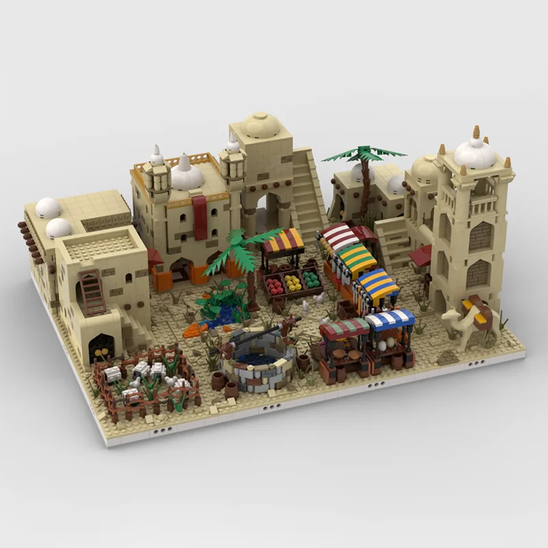 3957PCS MOC City Desert Village Street Views Model Building Blocks Stacking Bricks Creative Toys Kid Gift Diy Educational