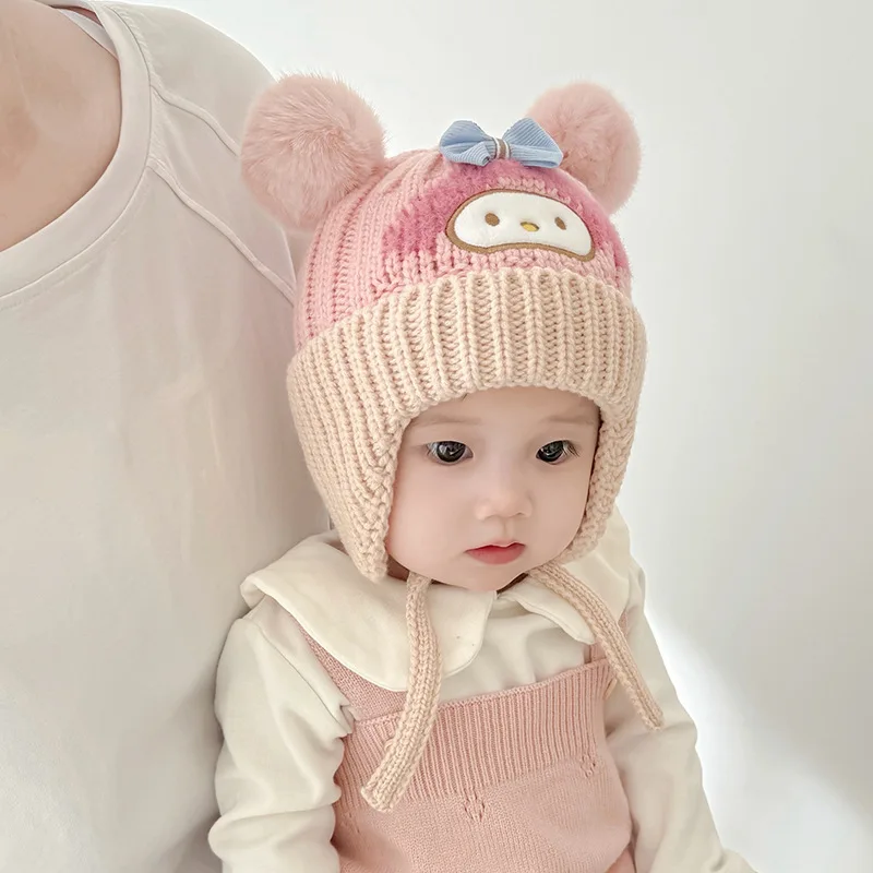 

Sanrio Kuromi Children's Woolen Cap Knitted Fall and Winter Boy and Girl Thickened Warm Windproof Ear Protection Hat for Kid