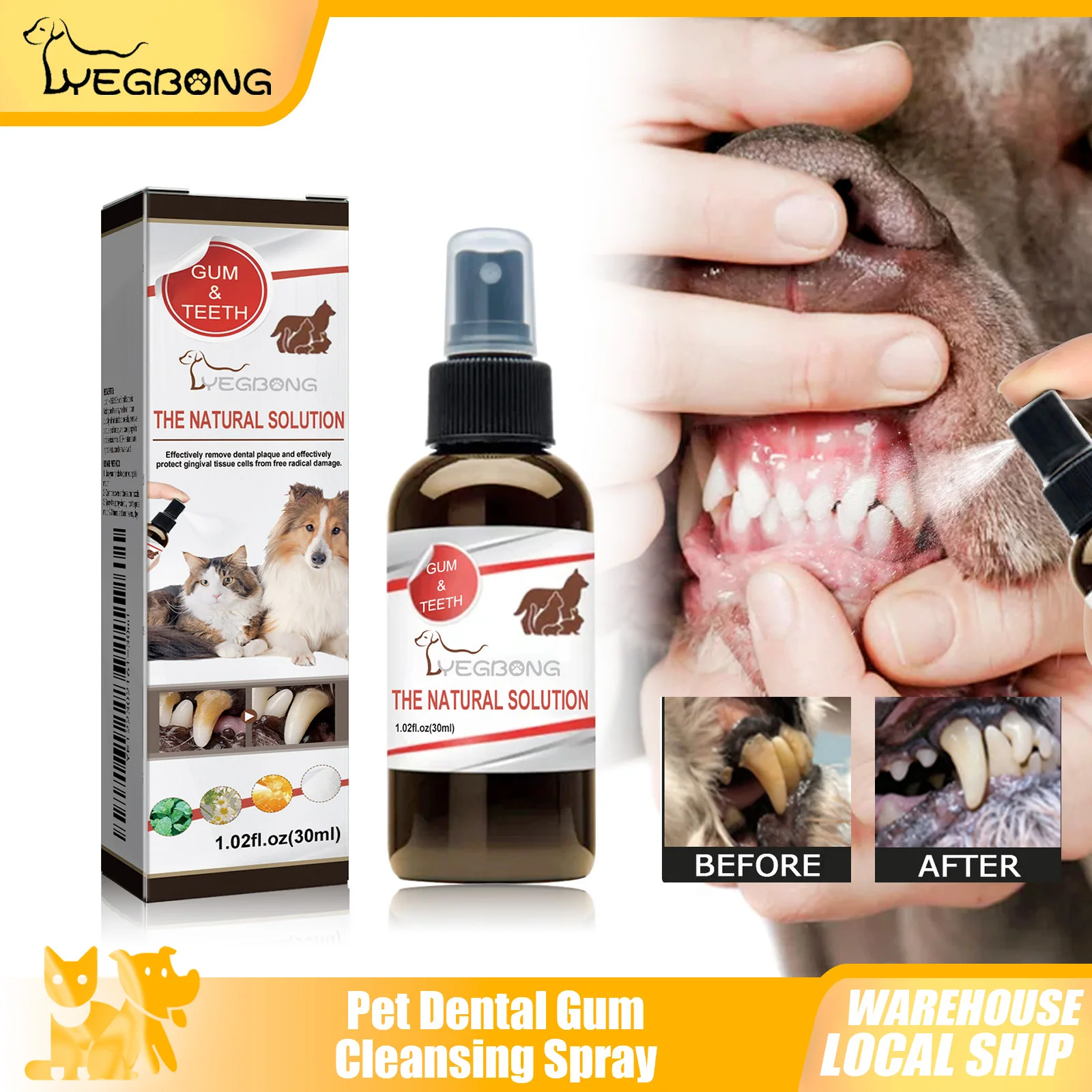 Spray de limpieza Dental para mascotas, limpiador de dientes para perros y gatos, elimina la placa del sarro, refresca el mal aliento, desodorante, soporte para las encías saludables, 30ml