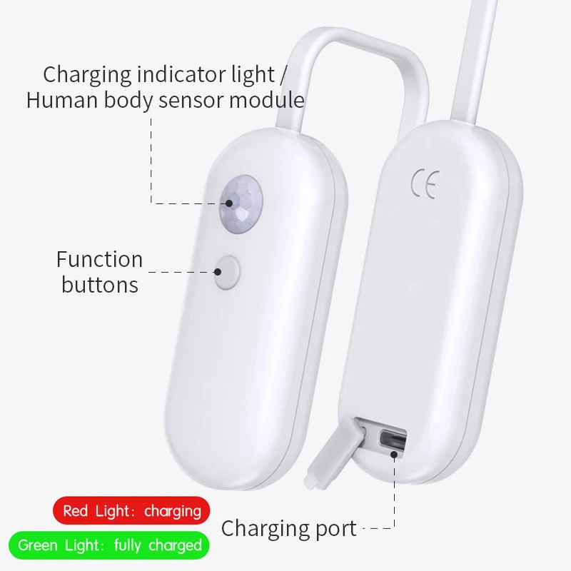 ضوء المرحاض الذكي بمستشعر الحركة، ضوء ليلي LED RGB قابل لإعادة الشحن عبر USB للحمام