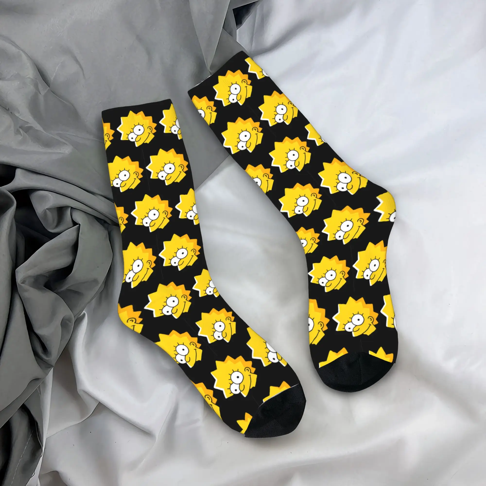 

The Simpsonsed Lisa Head Socks Spring Stockings Kawaii Adults Men Soft Breathable Socks Pattern Skateboard Non Slip Socks