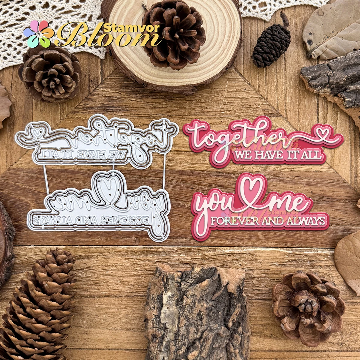 Original belle saint valentin couches titres mots matrices de découpe en métal Scrapbooking gaufrage décoratif