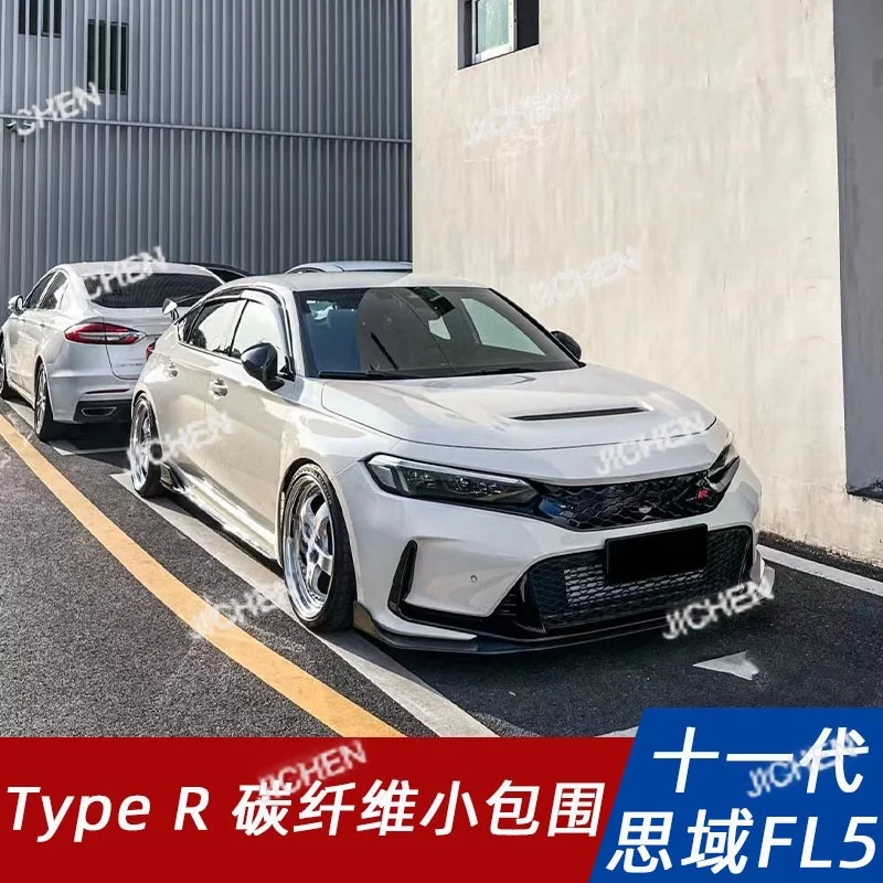 مناسبة لـ Hon da 11th الجيل سيفيك TypeR FL5 تعديل صغير محيطي من ألياف الكربون الجبهة الشفة الجبهة مجرفة الجانب تنورة الذيل