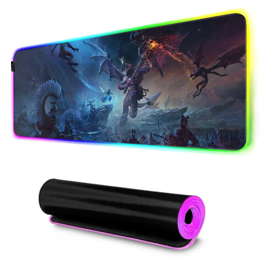 W-Warhammer Mouse Pad Gamer Rgb tappetino da scrivania retroilluminazione Led Mousepad Setup accessori da gioco Deskmat grande Mousepad retroilluminazione