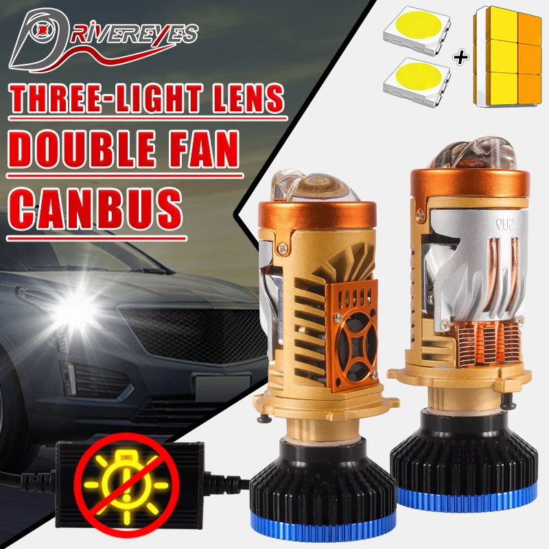 H4 Bi LED Mini Projector Lens 2000000LM Laser Car Headlight Bulbs CSP Chips Canbus No Error 3000K 4300K 6000K Turbo Lamp 12V 24V