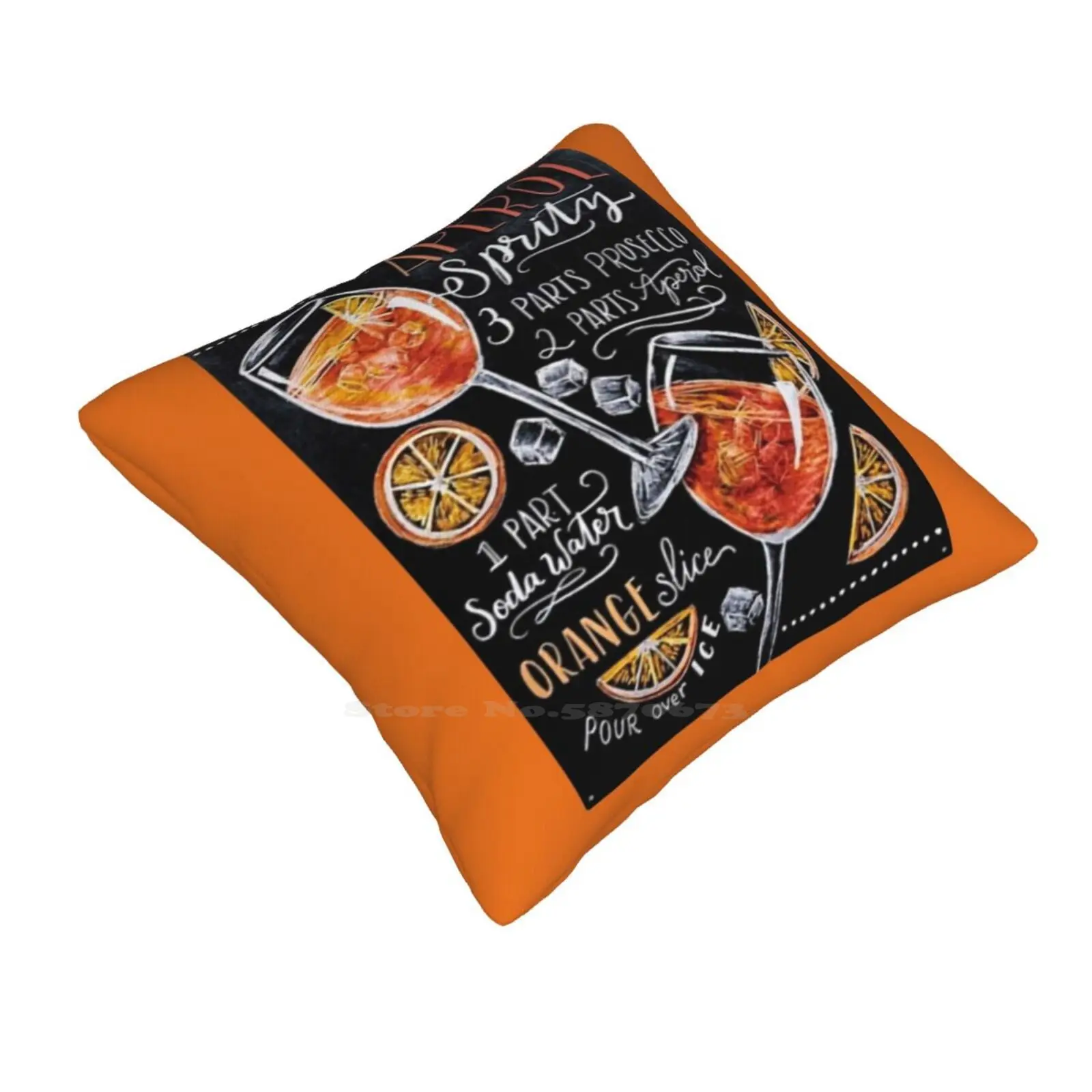 Spritz Chalkboard Throw Cushion Pillow Cover Drinking Bartender Spritz Venice Italy Beverage Prosecco Orange Cocktails