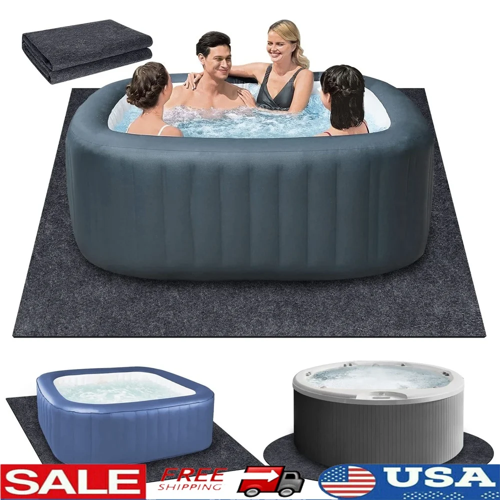 

90x90 Inch Inflatable Hot Tub Mat Non-Slip Waterproof Protective Pad Indoor Outdoor Use Pool BBQ Car Maintenance