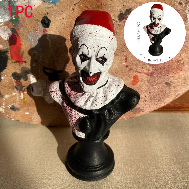 1PC Terrifier Art The Clown Figure Horror Clown Indoor/Outdoor Garden Statue Halloween Decoration Halloween Resin Sculpture Home