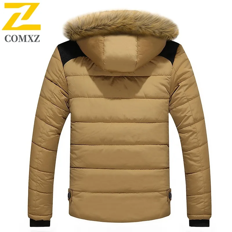 COMXZ Mens Padded Jacket Classic Hooded Mountaineering Thickened Warm Parka Casual Travel Comfortable Lightweight Winter Coat