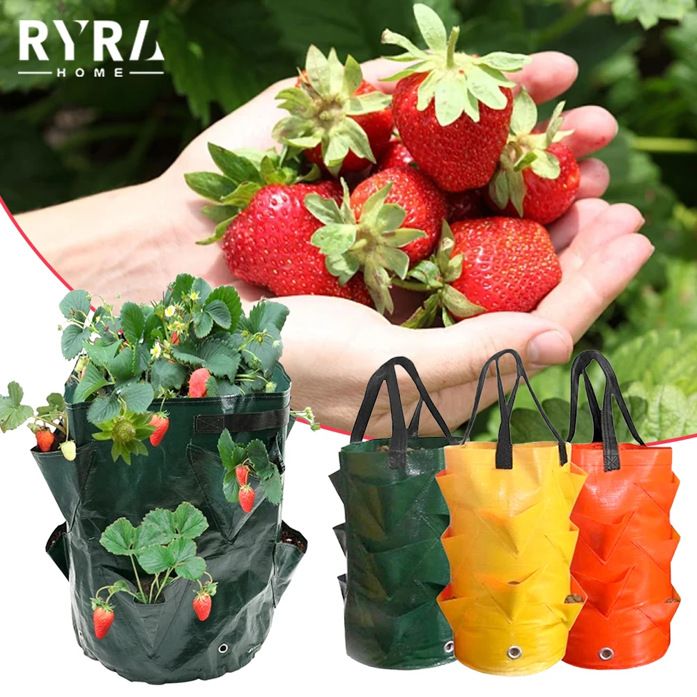 3 Gallons Multi-Mouth Grow Bag Strawberry Tomato Planting Bags Reusable Planter Pots Garden Vegetable Flower Herb Planter