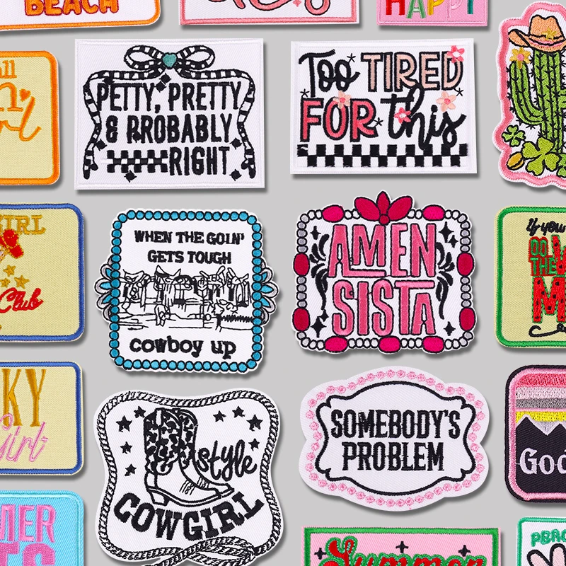 

Personalized Letters Patch DIY Cowgirl Cowboy Embroidery Patches Iron On Patches For Clothing Cartoon Patch Jackets Sew Badges