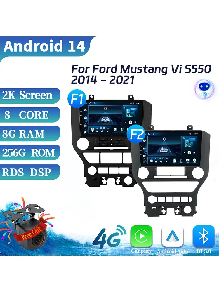 Android 14 Multimedia For Ford Mustang 6 Vi S550 2014-2021 Autoradio 4G GPS Car Radio Player Navigazione BT Carplay Touch Screen