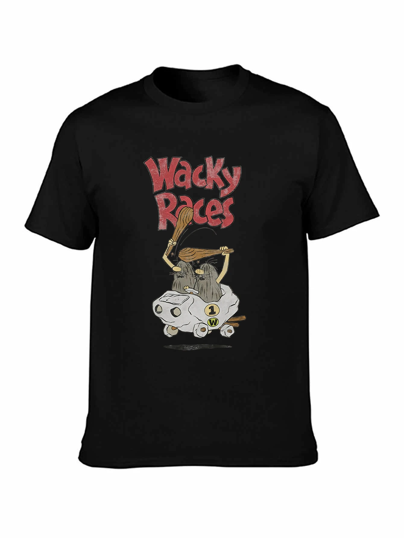 تي شيرت رجالي Wacky Races Boulder Mobile Caveman Hanna Barbera Gray #1