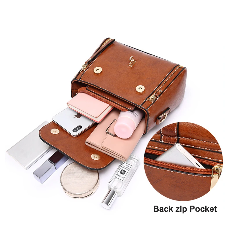 Women\'s Messenger Shoulder Bag 2025 New Retro Style Women Handbags Oil Wax PU Leather European American Luxury Totes Bags DL0029