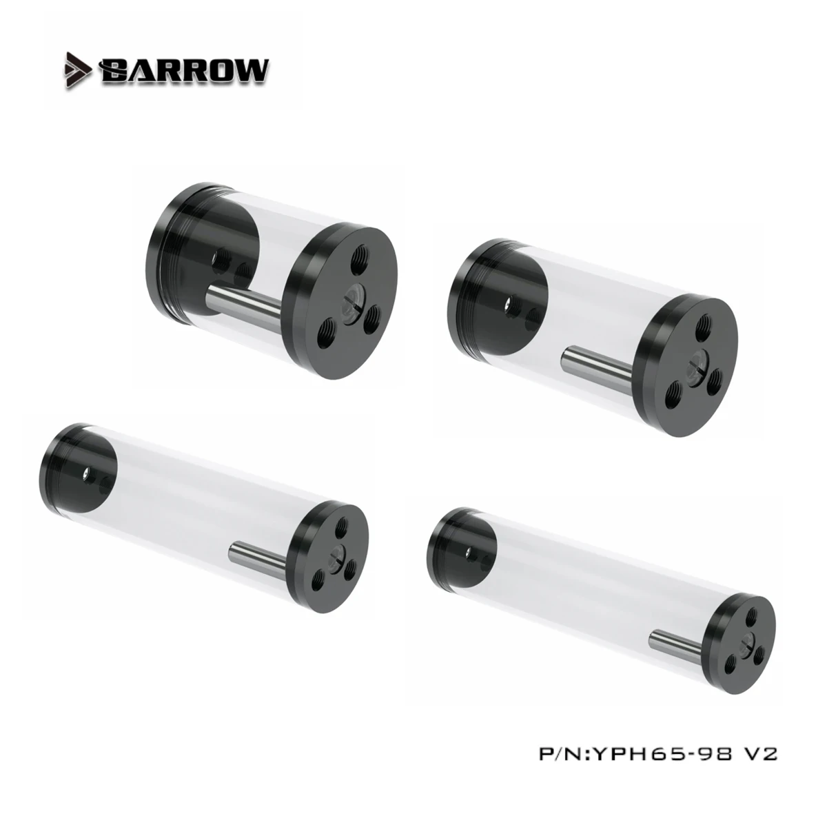 Barrow YPH65 V2,65mm Diameter Acrylic Transparent Reservoir Tank,Black/White,98/135/ 220/300mm,Water Cooling Reservoirs