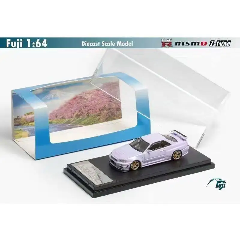 In stock 1: 64 new GT-R R34 Z-Tune Skyline model in lavender purple and blue color 12 number, alloy static car model,